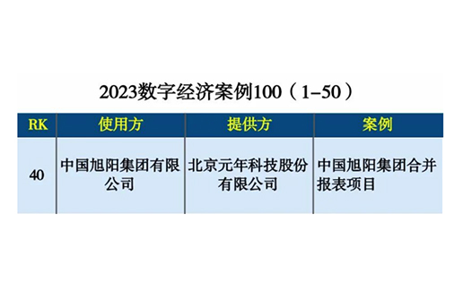元年科技承接“中国旭阳集团合并报表项目”入选《2023数字经济案例》